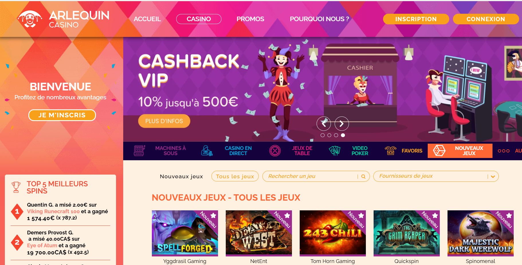 arlequin casino jouer gratuitement